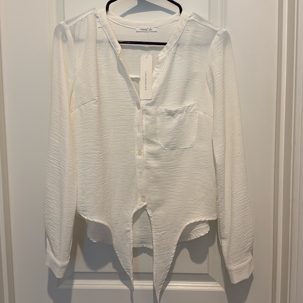 Button Up Tie Front LS Shirt